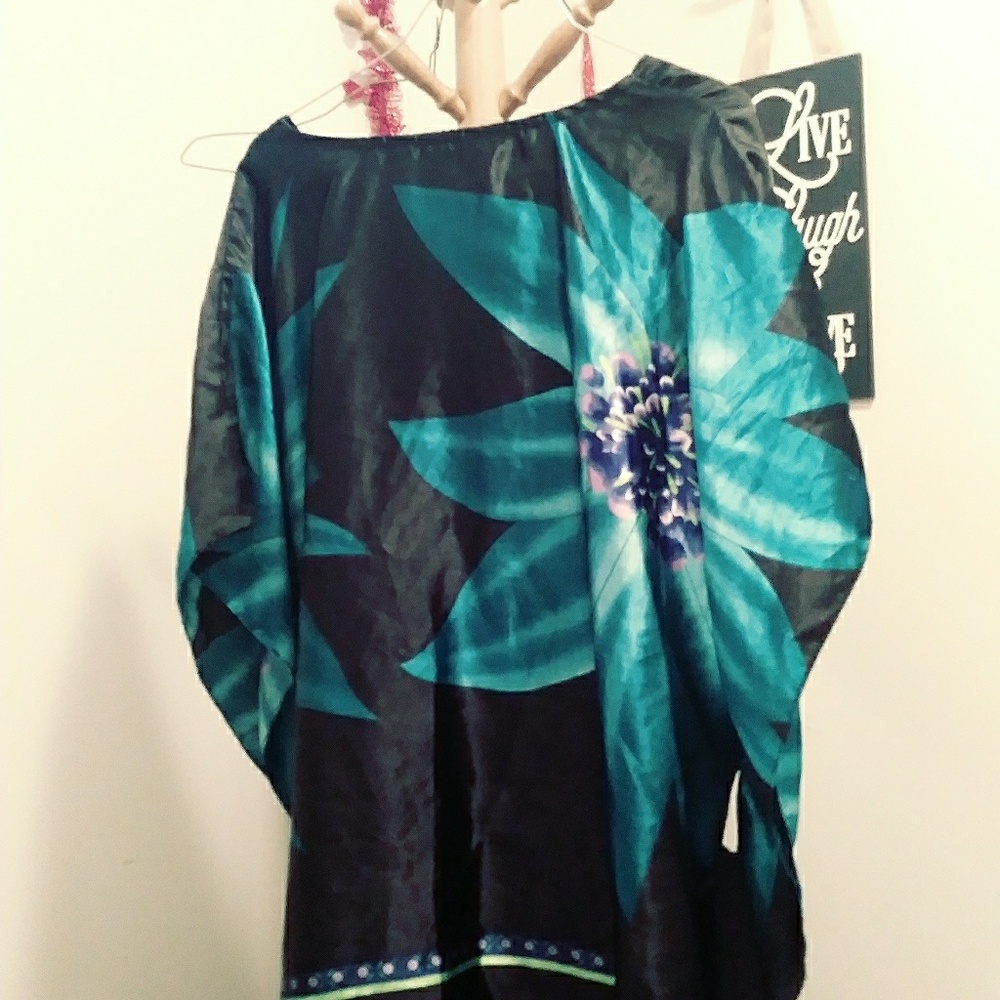 Black and Turquoise Blouse